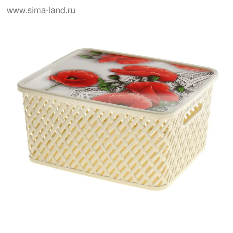 Корзина для хранения с крышкой «Маки»