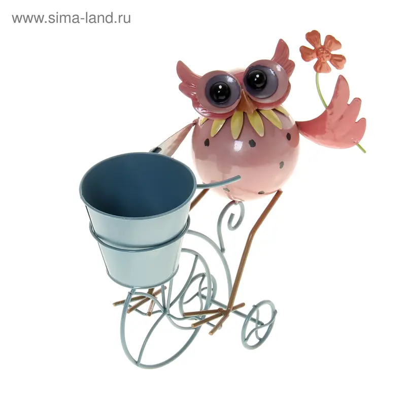 Фигура садовая "Сова на велосипеде", 17*9*28 см, микс цвета