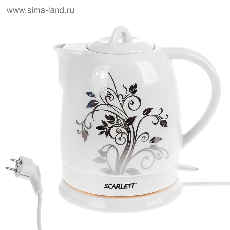 Чайник электрический Scarlett SC-024, 1.3 л, 1300 Вт, белый