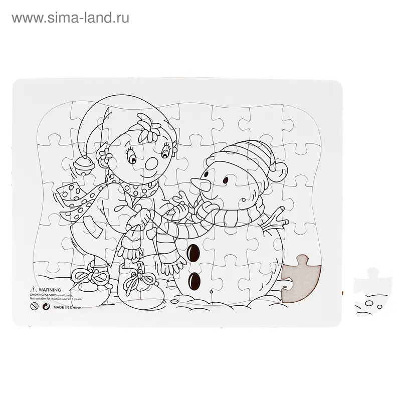 Раскраска-пазл "Снеговик" картинка 40 элементов