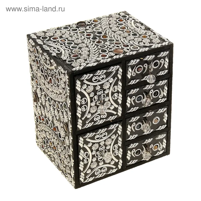 Шкатулка "Мозаичная" с ящиками 16х12х18 см