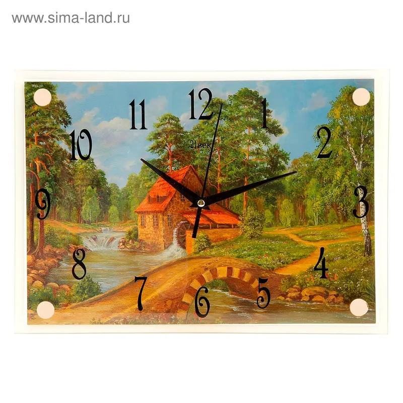 Часы настенные "Мост через реку", стекло, 25х35 см