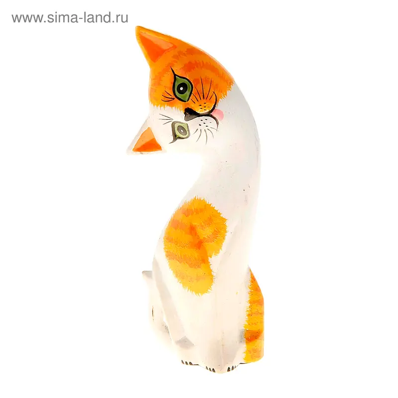 Кошка белая с рыжими пятнами. 20 см
