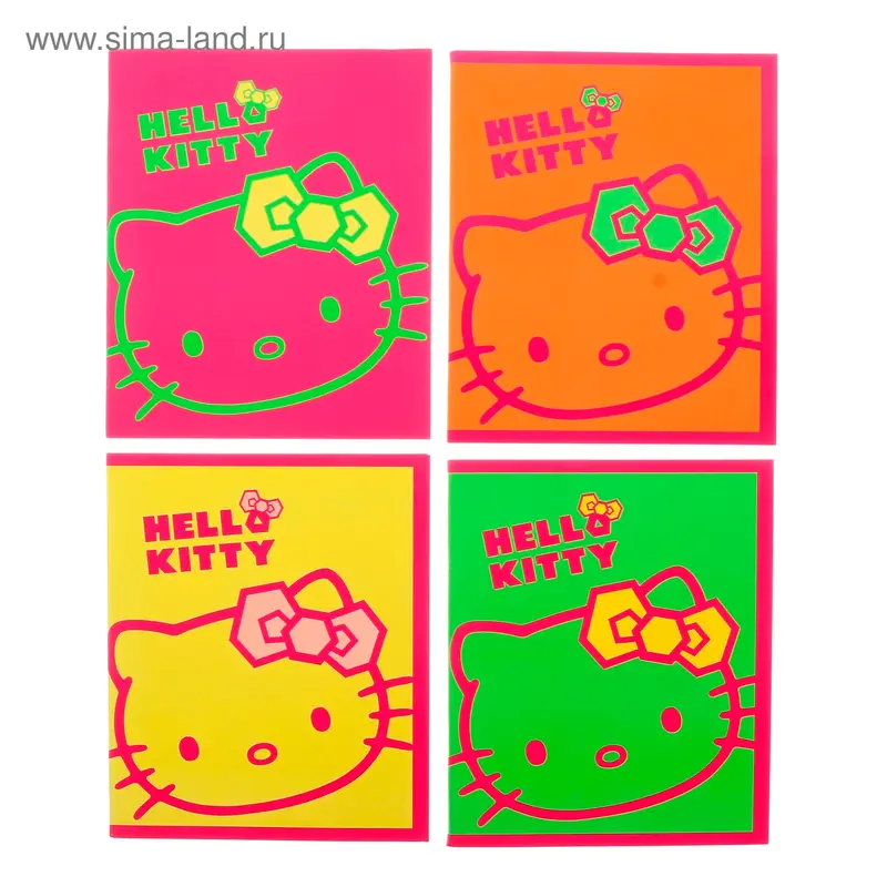 Тетрадь 48 листов клетка Hello Kitty, МИКС