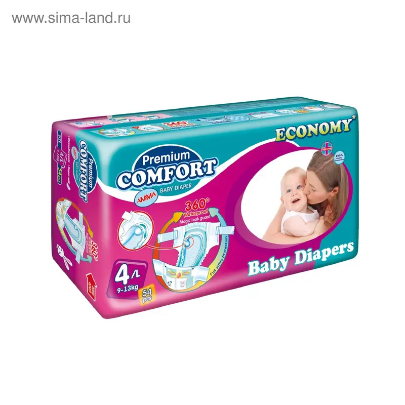 Подгузники «Amma» Premium Comfort, (9-13 кг), 54 шт