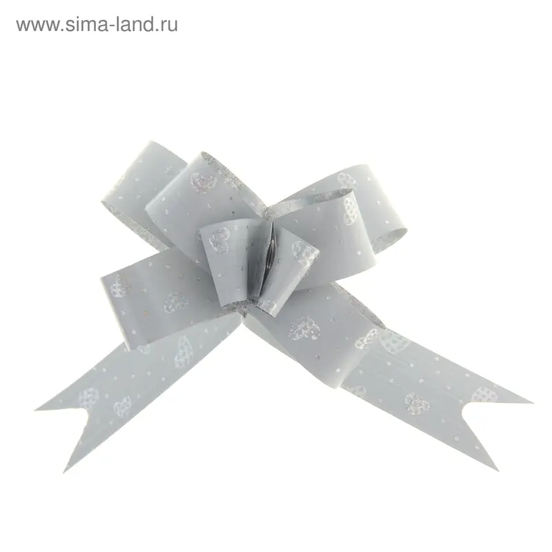 Бант-бабочка № 1,2 "Сердечки", цвет серебряный