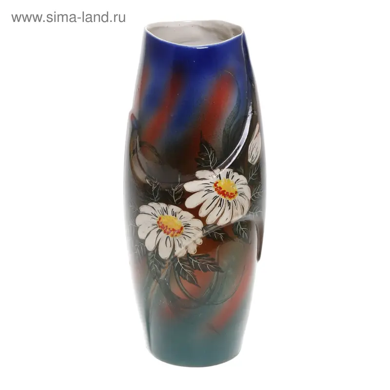 Ваза настольная "Феникс", цветы, синяя