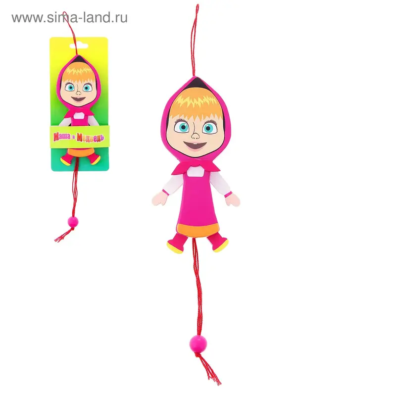 Деревянная игрушка дергунчик "Маша (фуксия)"