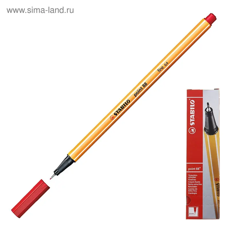 Ручка капиллярная STABILO Point 88, 0,4 мм, чернила красные