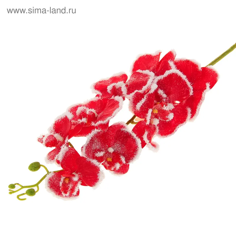 Цветы искусственные орхидея снег 95 см d=11 см красная