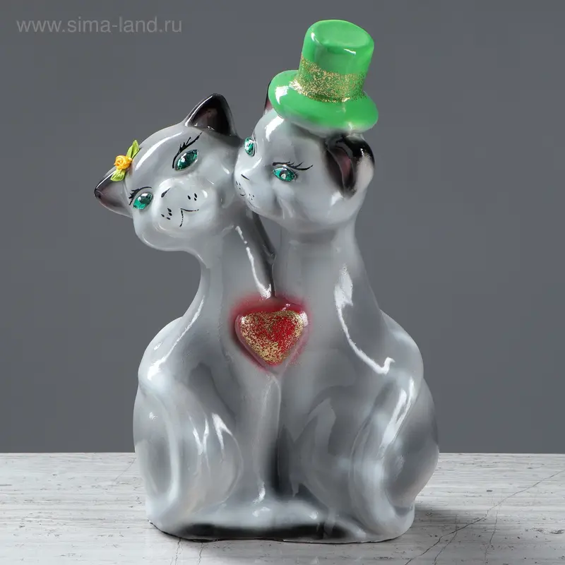 Копилка "Котики на свадьбе" глянец, серая, микс