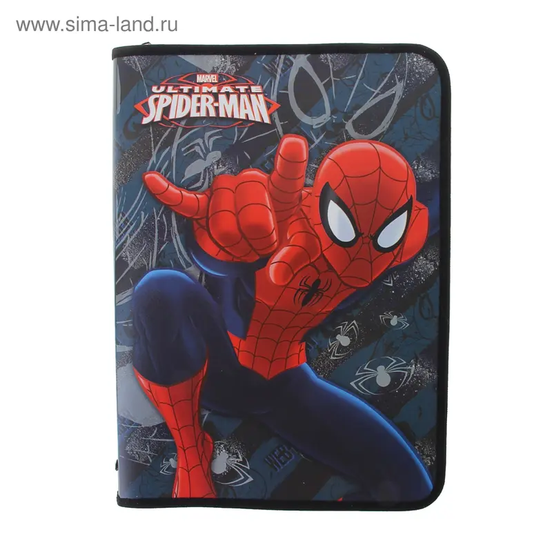 Папка для труда А4 молния вокруг откидная планка, пластик, Disney Spiderman