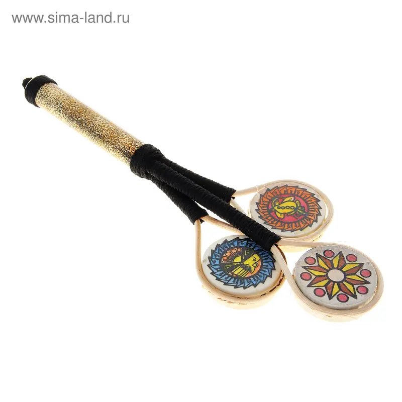 Сувенирный музыкальный инструмент Маракас "Тройной круг" 30х12х2,5 см