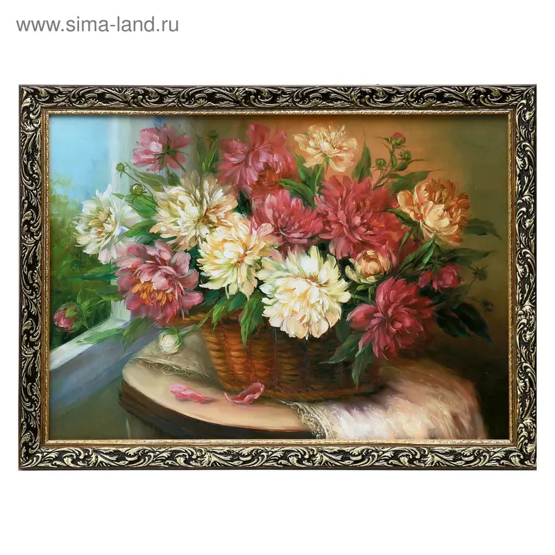 Картина "Пионы в корзине" 50х70 см
