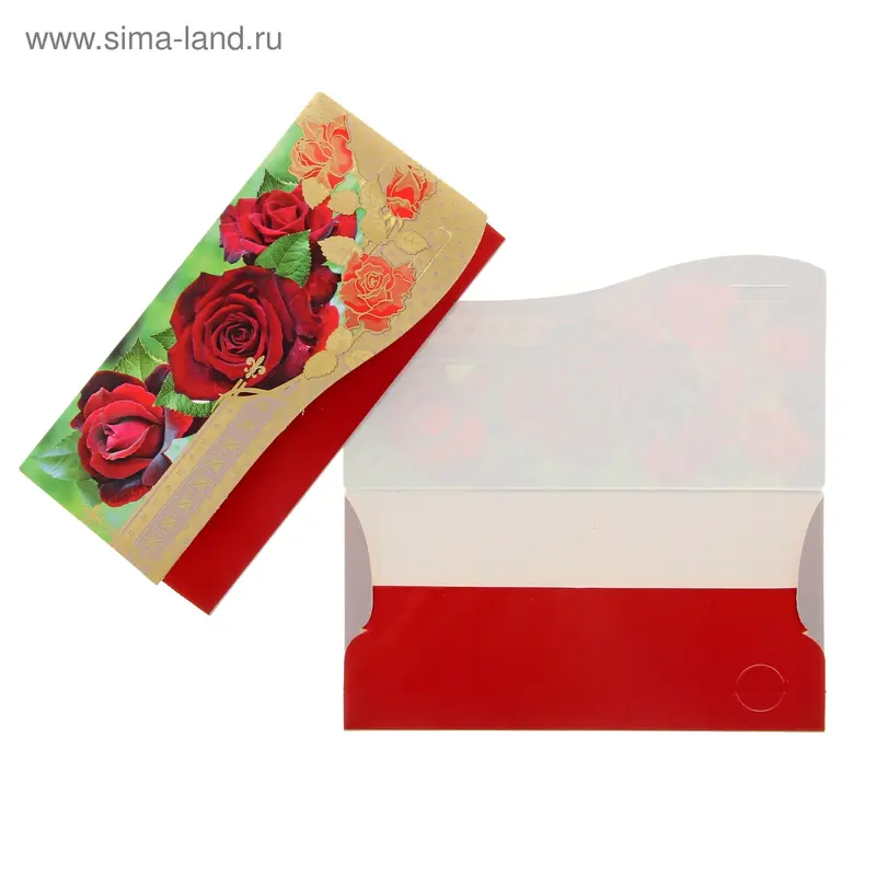 Конверт для денег универсальный, красная роза