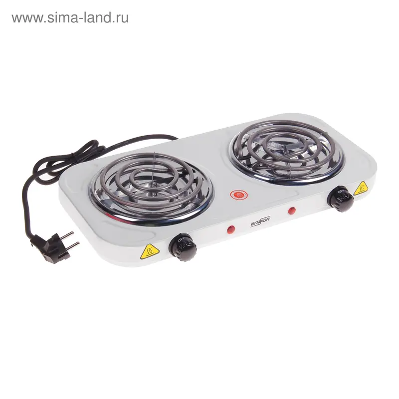 Плитка электрическая ERISSON ET-201 WHITE 2 конфорки d-145мм, мощность 2,0кВт