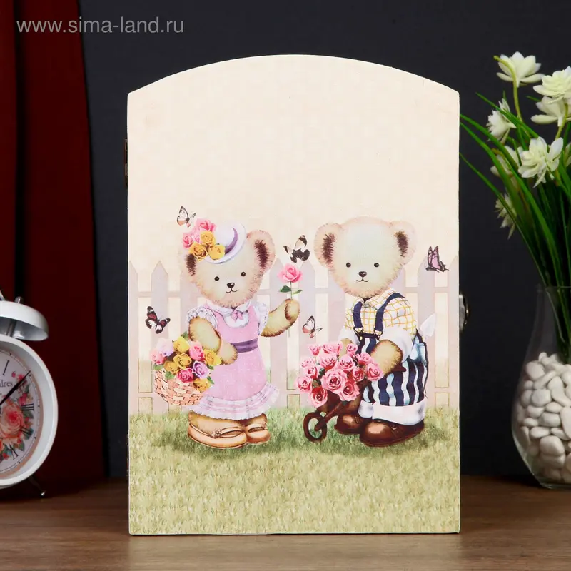 Ключница дерево "Медвежатки" 29х20х7,5 см