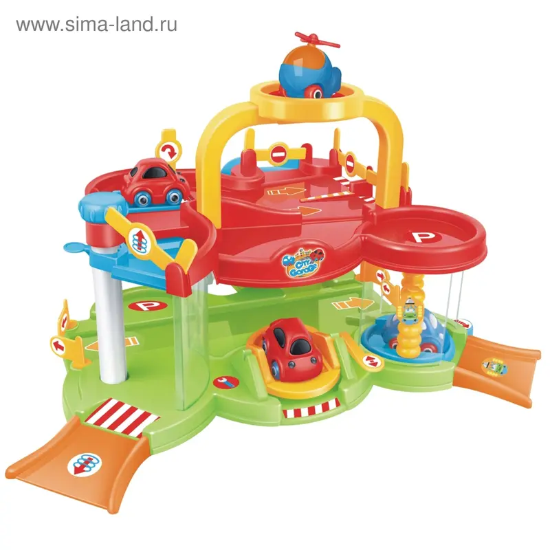 Мини-парковка + 3 игрушки, в пакете