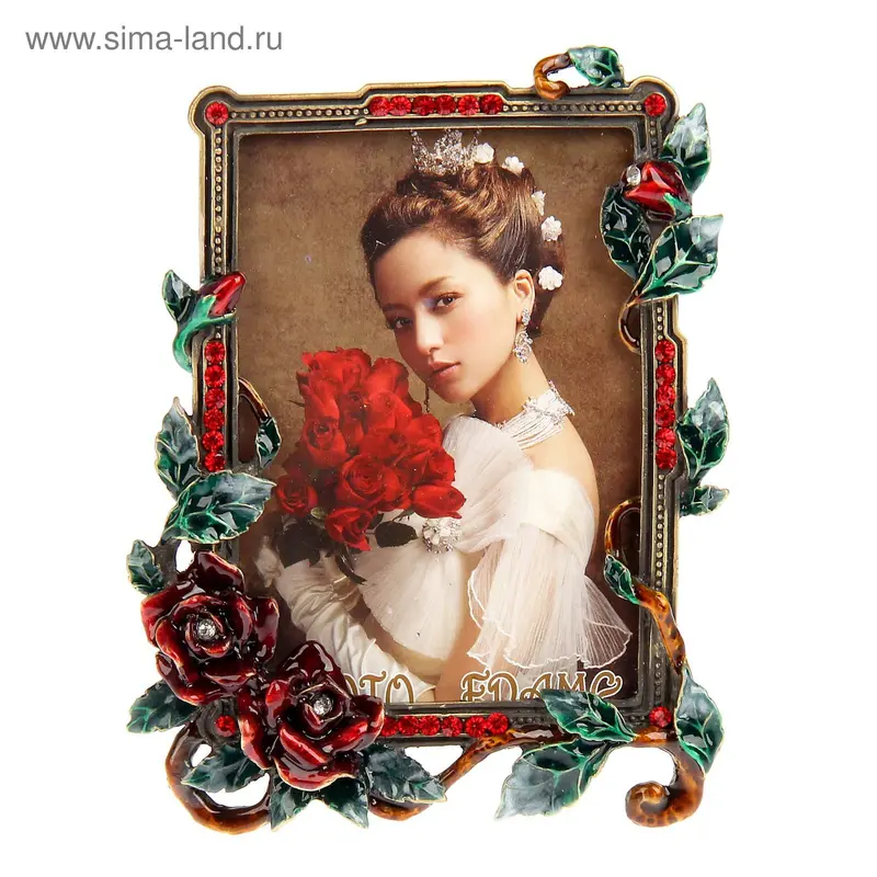Фоторамка металл "Вьюн из роз" 9х13 см