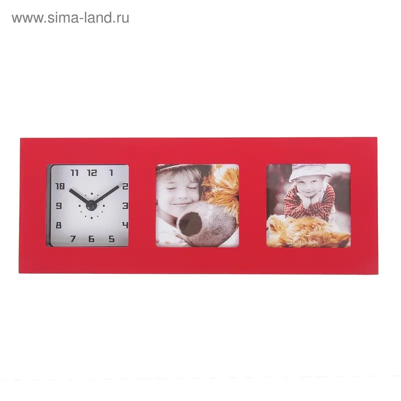 Часы настенные Triple, красные + 2 фоторамки 7 × 7 см