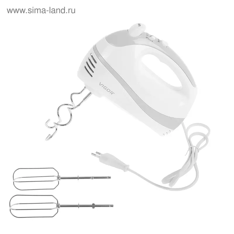 Миксер Vigor HX-3119, ручной, 200 Вт, 5 скоростей, белый