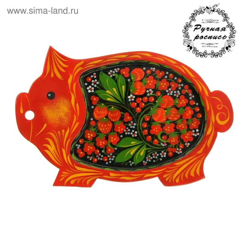 Сухарница «Свинка», хохлома