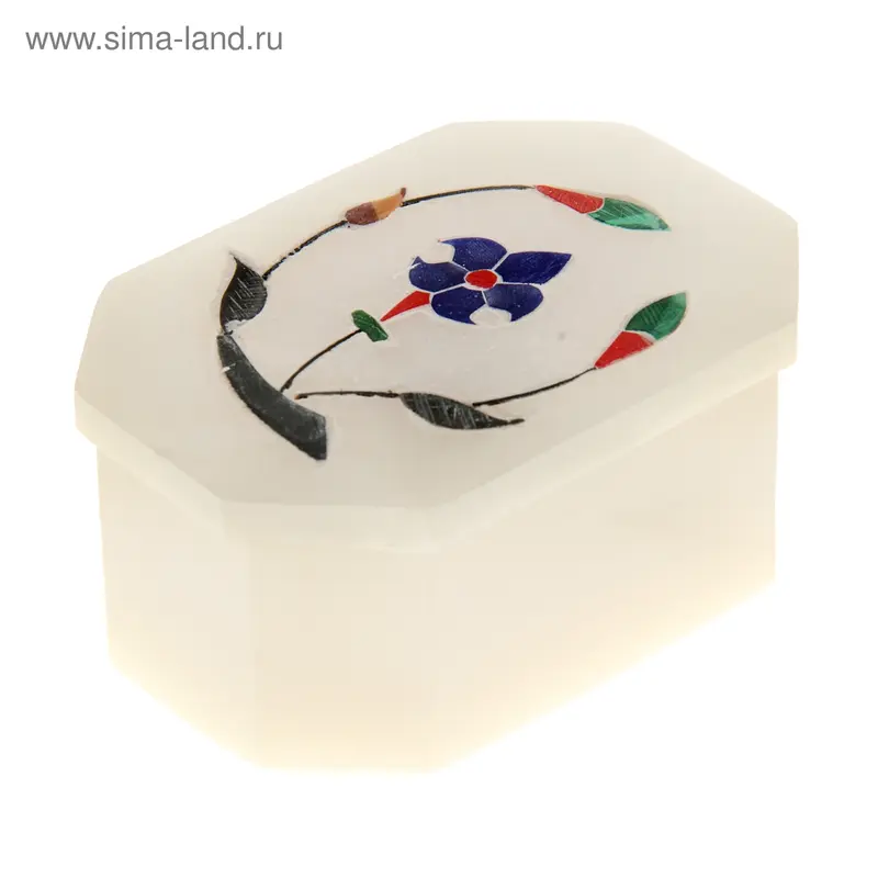 Шкатулка камень гексагон 3х5,5х8 см "Цветы"