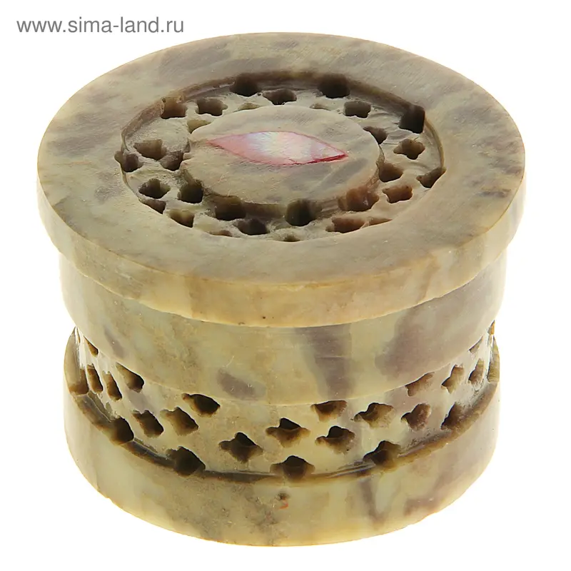 Шкатулка камень резная круглая 3,5х4,5х4,5 см