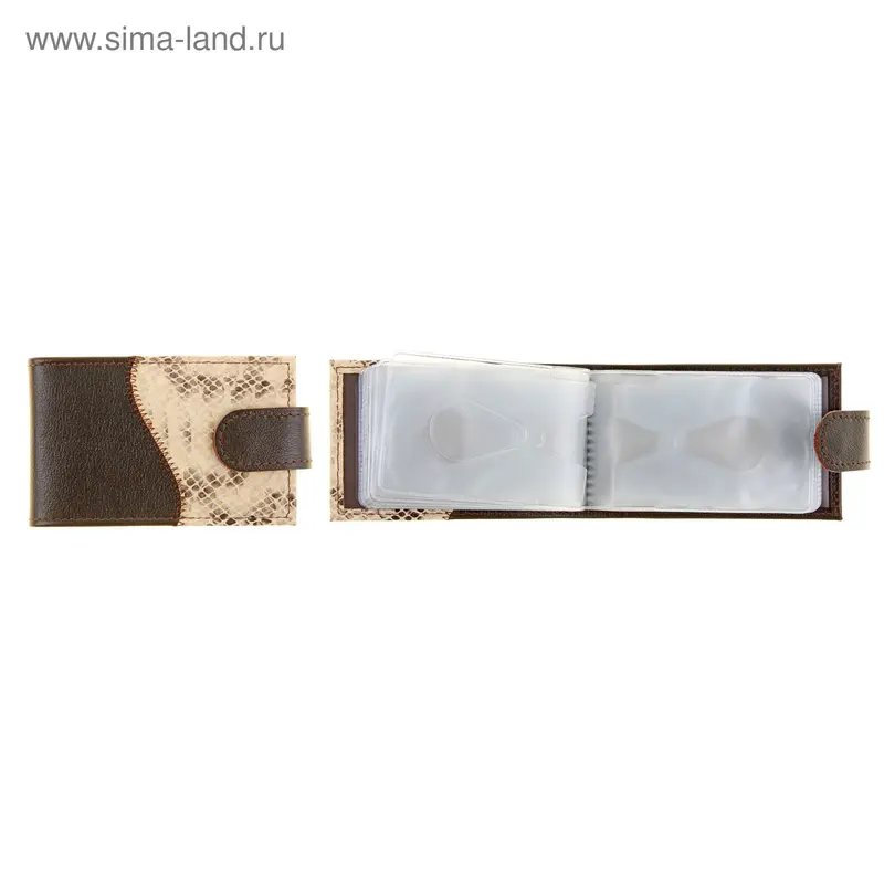 Кредитница, 1 ряд, 18 карманов, коричневая