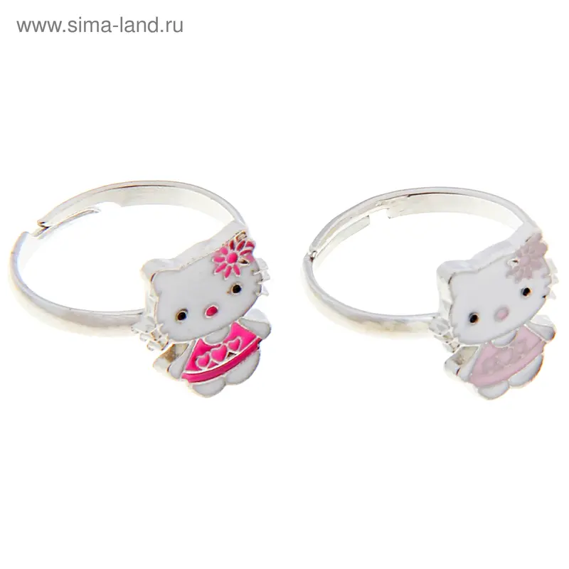 Кольцо «Кошка с цветком», малая, МИКС, безразмерное