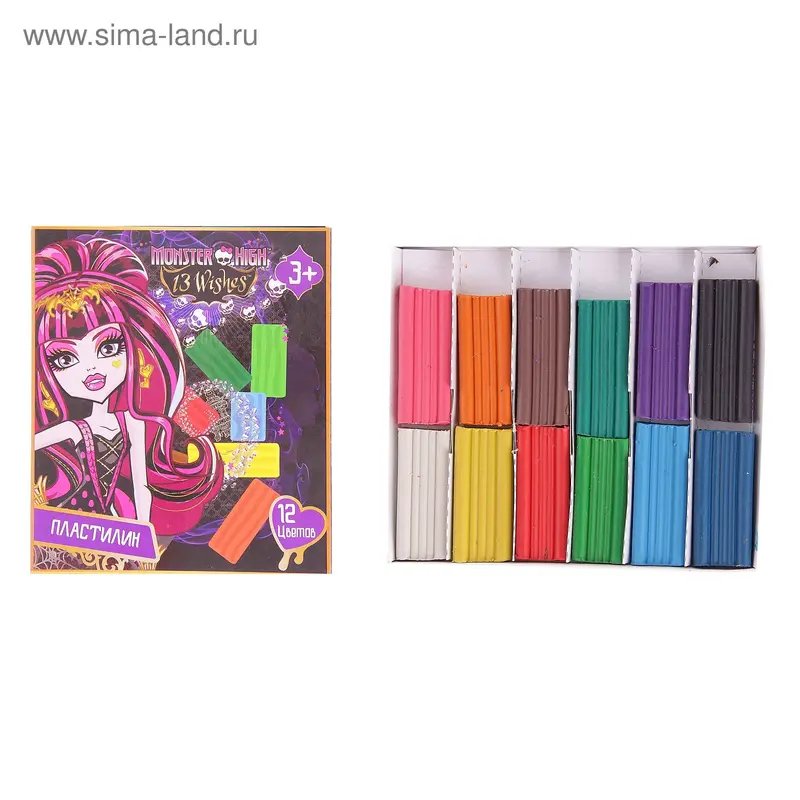 Пластилин "Monster High" 12 цветов, 240 гр
