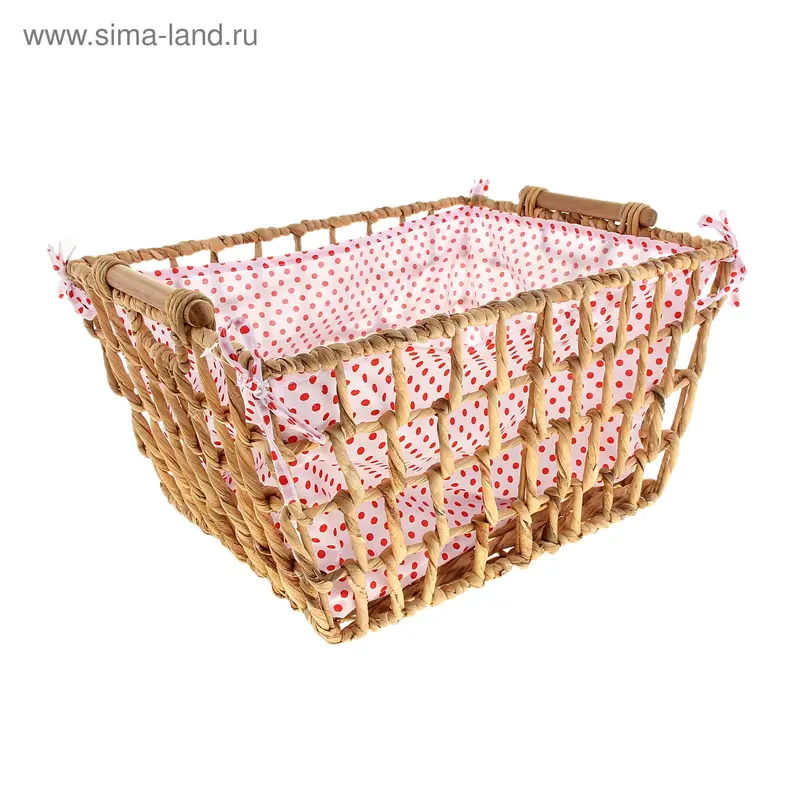 Корзинка с тканевой вставкой "Клетка" 45х35х23 см