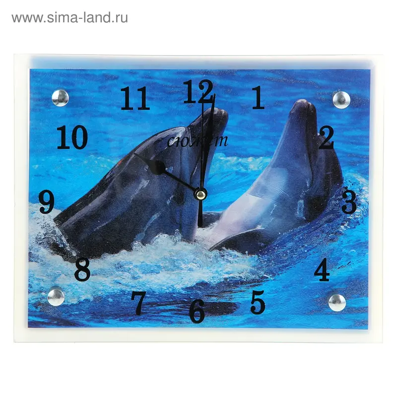 Часы настенные квадратные "Дельфины", 25х25 см