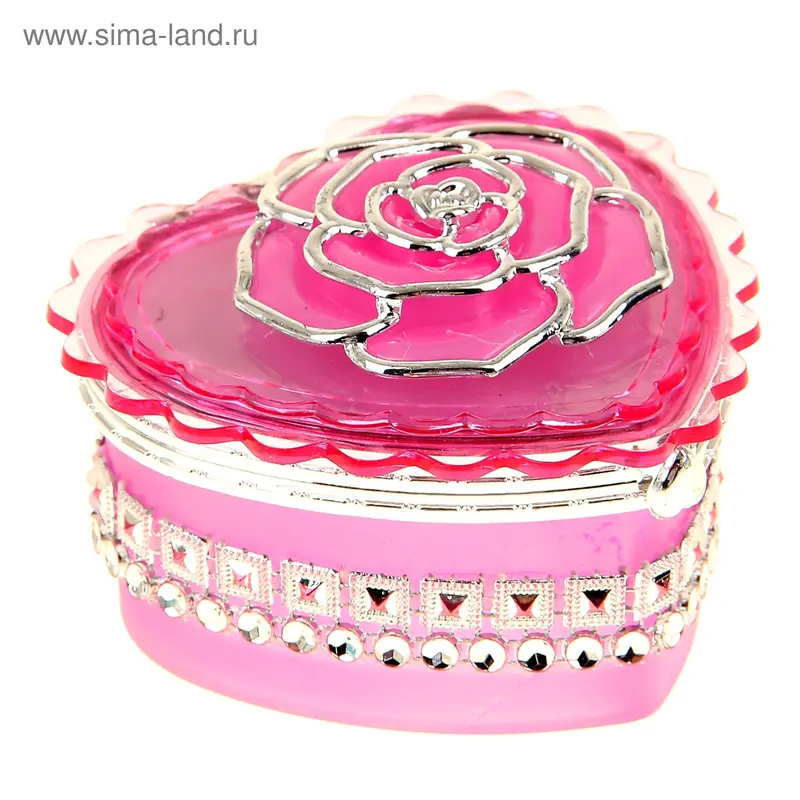 Шкатулка стекло "Роза на сердце" МИКС 8,5х8,5х5 см