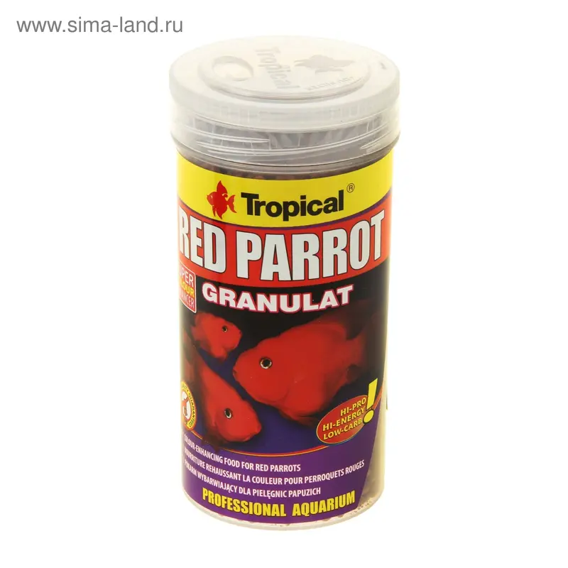 Корм Tropical "Red Parrot Granulat" для цихлид-попугаев, плавающие ганулы, 250 мл