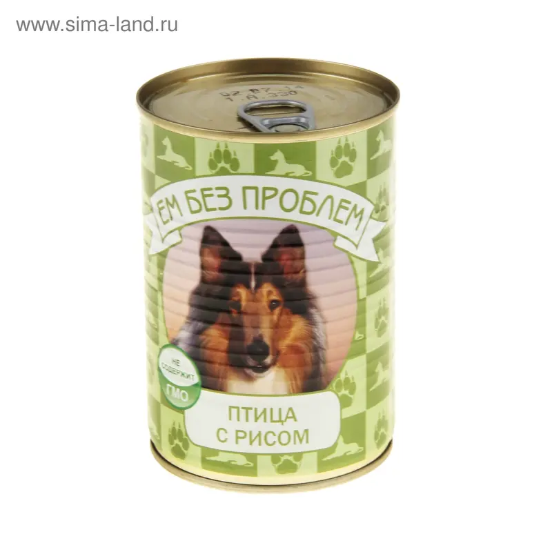 Корм для собак "ЕМ БЕЗ ПРОБЛЕМ", птица с рисом, ж/б, 410 гр