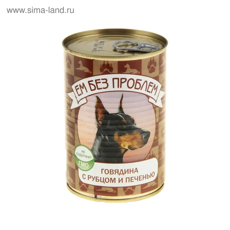 Корм для собак "ЕМ БЕЗ ПРОБЛЕМ", говядина с рубцом и печенью, ж/б, 410 гр