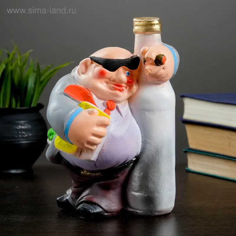 Копилка "Новый Русский с бутылкой" 22см
