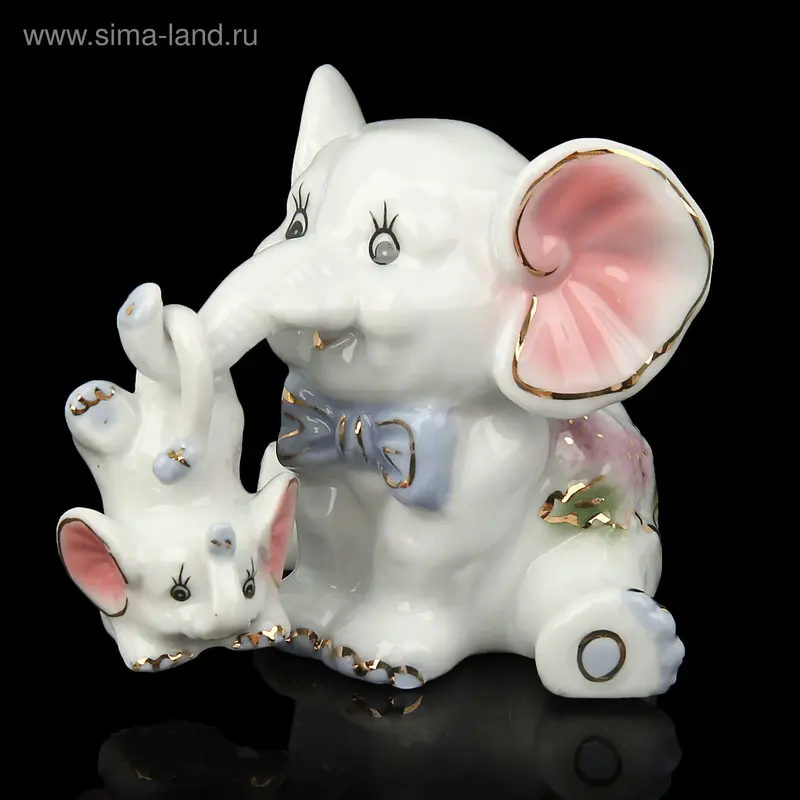 Сувенир керамика "Игривые слоники" набор 2 шт, 8,5x10x7 см