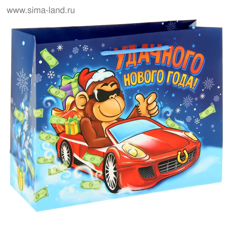 Пакет ламинированный горизонтальный «Обезьянка в тачке», 40 × 31 см