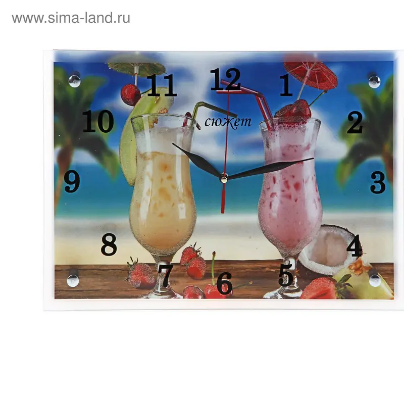 Часы настенные, серия: Кухня, "Коктейли" 25х35 см, микс