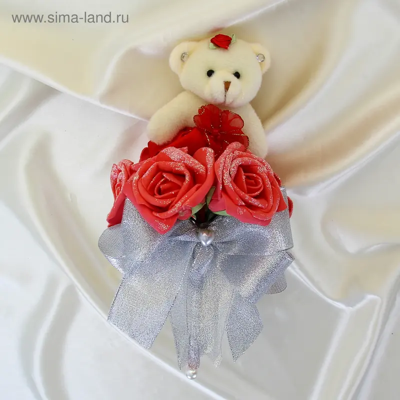 Букет из игрушек "Дюймовочка" кораллово-серебристый