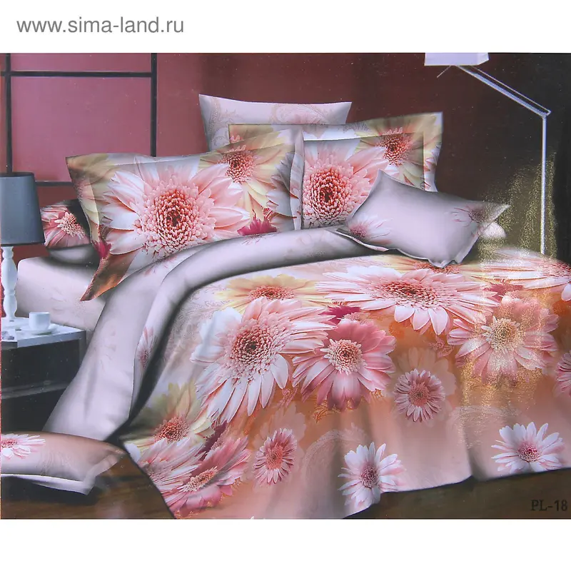 Постельное бельё 1,5сп"Pastel: Герберы", 147х217, 150х220, 70х70см - 2 шт