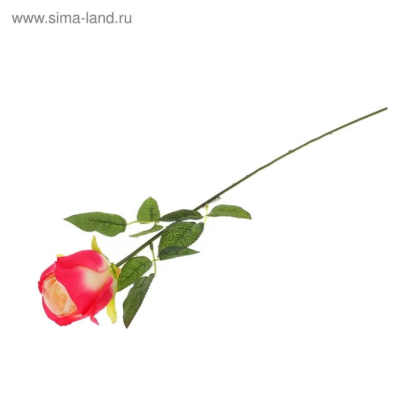 цветы искусственные 55 см роза парковая бело малиновый