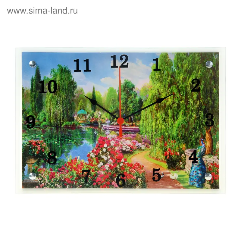 Часы настенные, серия: Природа, "Беседка у воды", 25х35 см