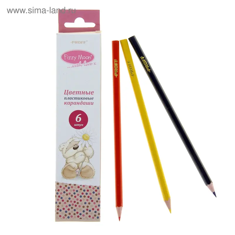 Карандаши пластиковые 6 цветов Fizzy Moon
