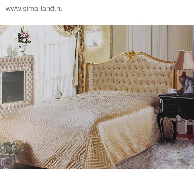 Покрывало "Этель шелк" 1.5 сп Милк 150*220 см, искус.шелк 100% п/э