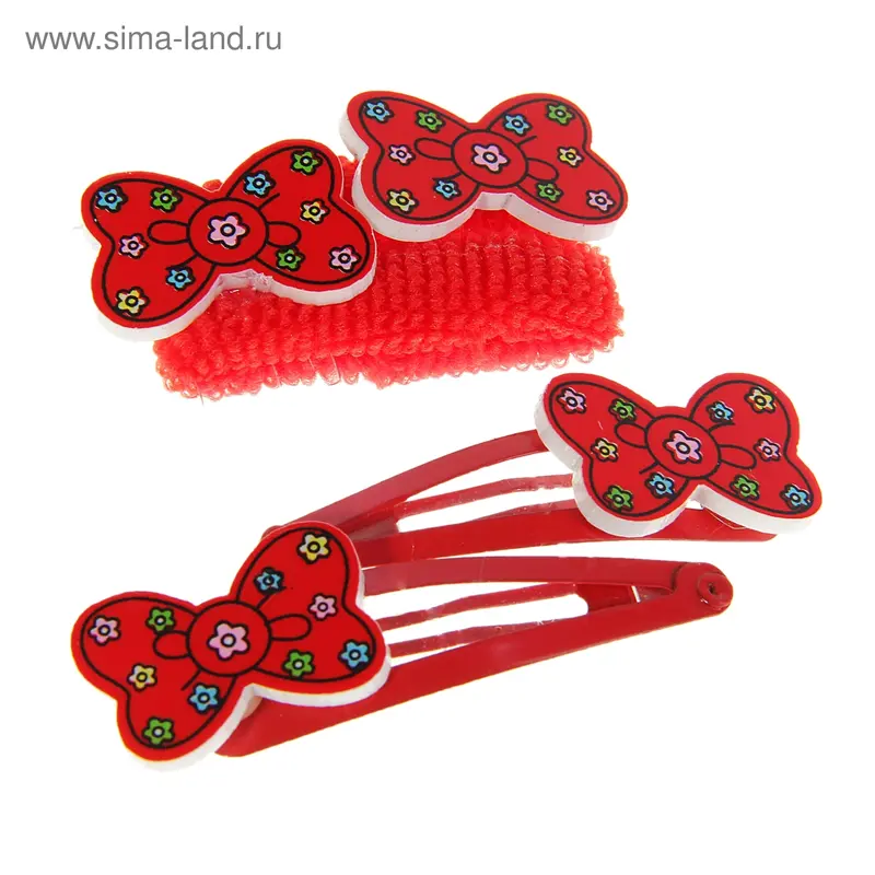 набор для волос "Малышка" (2 резинки, 2 невидимки) бант цветочки микс