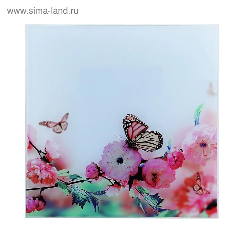 Картина на стекле "Бабочки на цветке" 30*30см