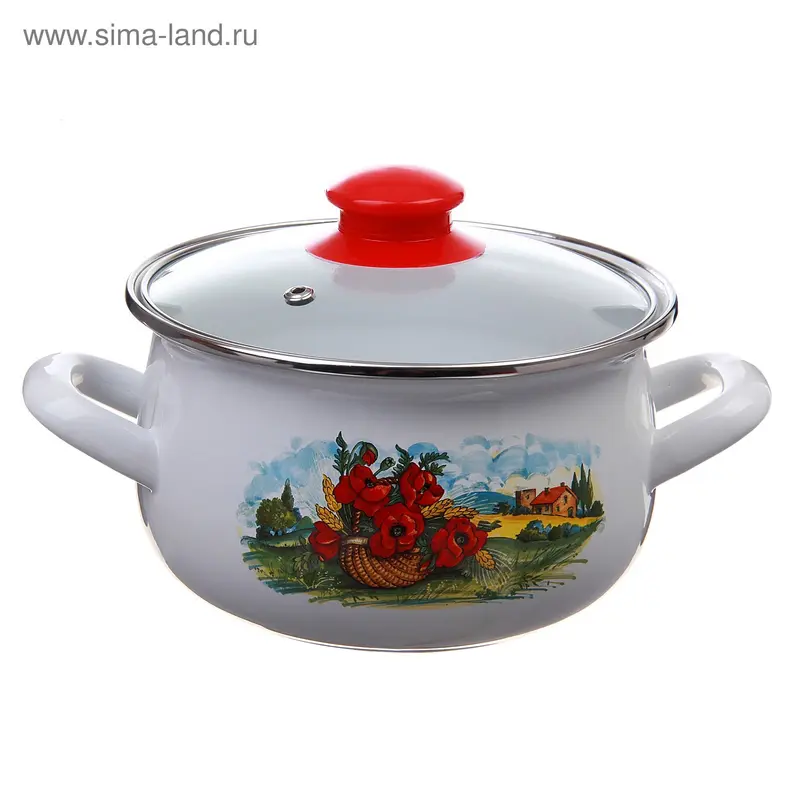 Кастрюля эмалированная 4 л "Лукошко", крышка